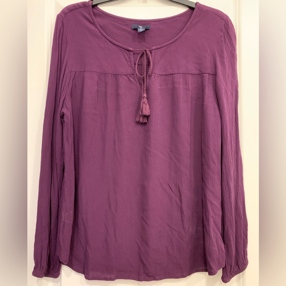 GAP Women's Plum Blouse with Tassels